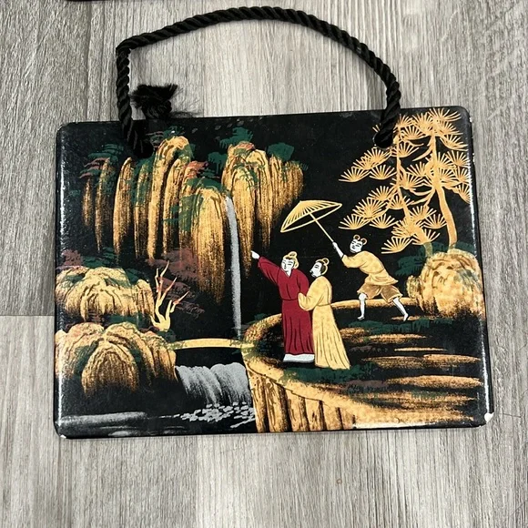 Vintage hand-painted ceramic Chinese art plaques, EUC - Picture 2 of 7